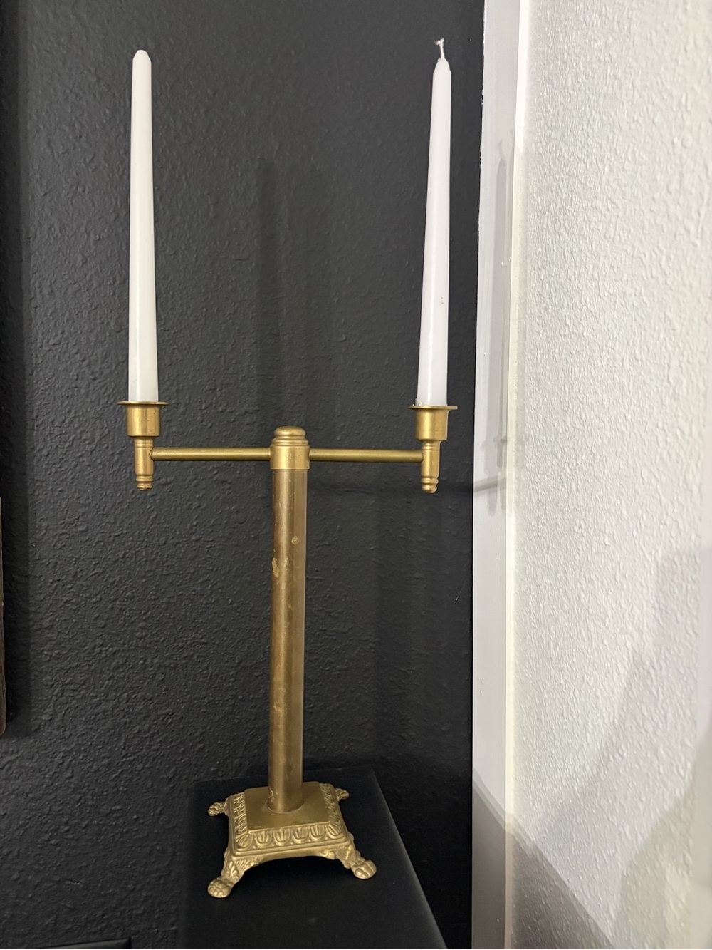 Vintage Brass Double Candleholder Lamp Base Freestanding/ Desktop